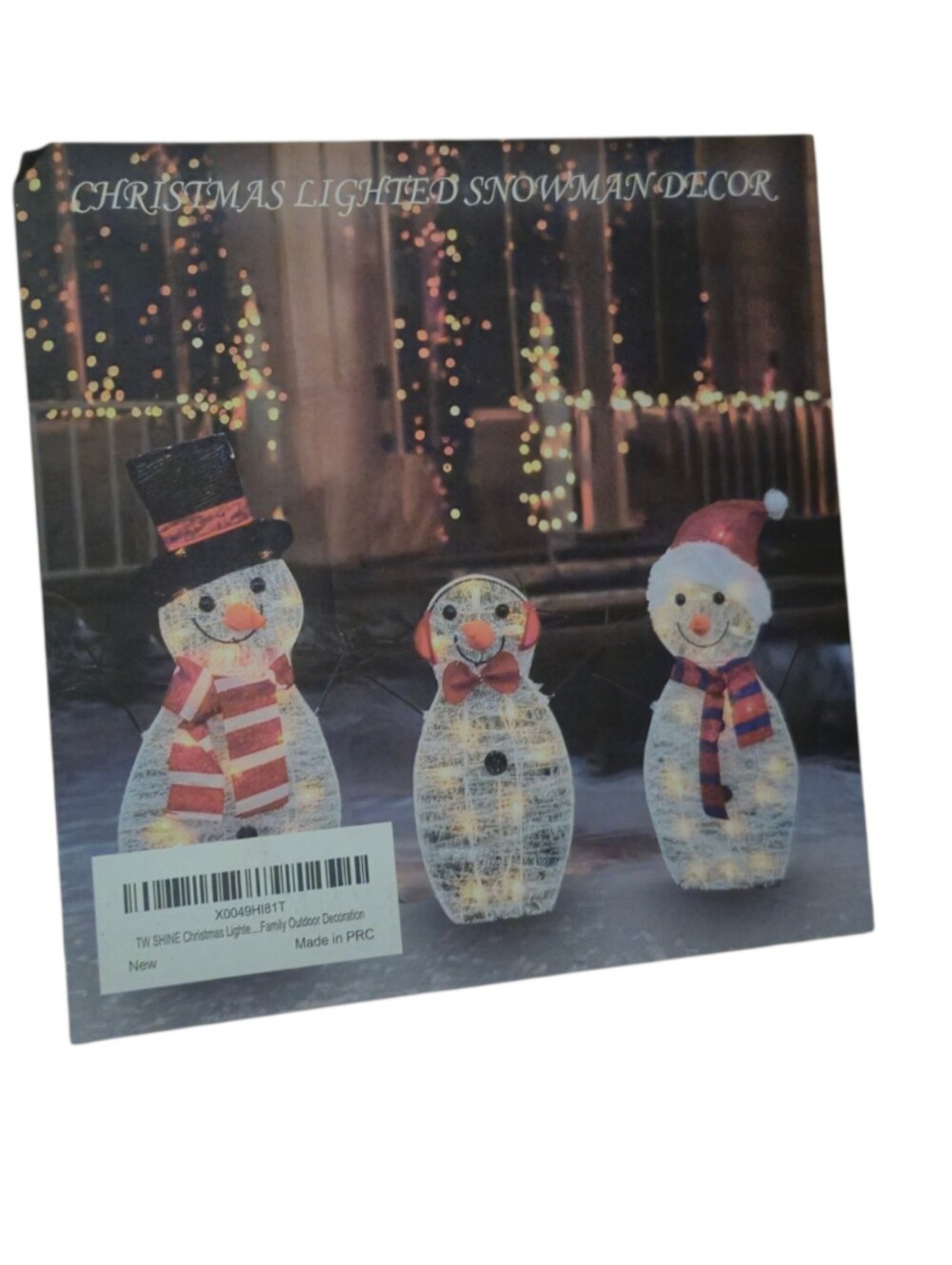 Amazon Lighted Snowman Trio Holiday Decor - Red, Black, White